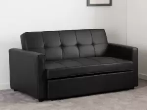 Image of Seconique Astoria Black Faux Leather Sofa Bed