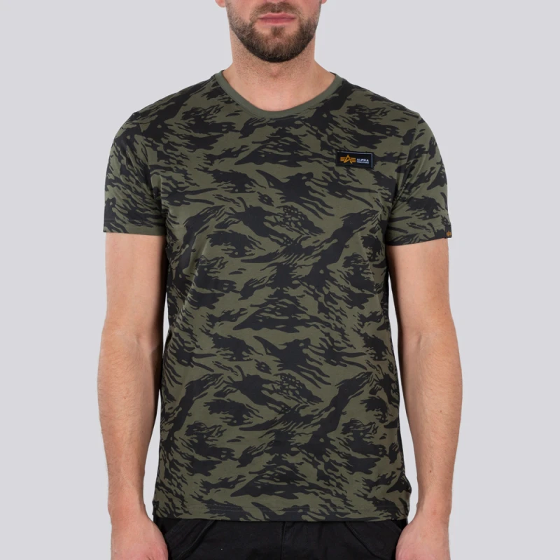 Image of Alpha Industries Tactical Camo T Brushstroke T-Shirt, black-green, Size S for Men