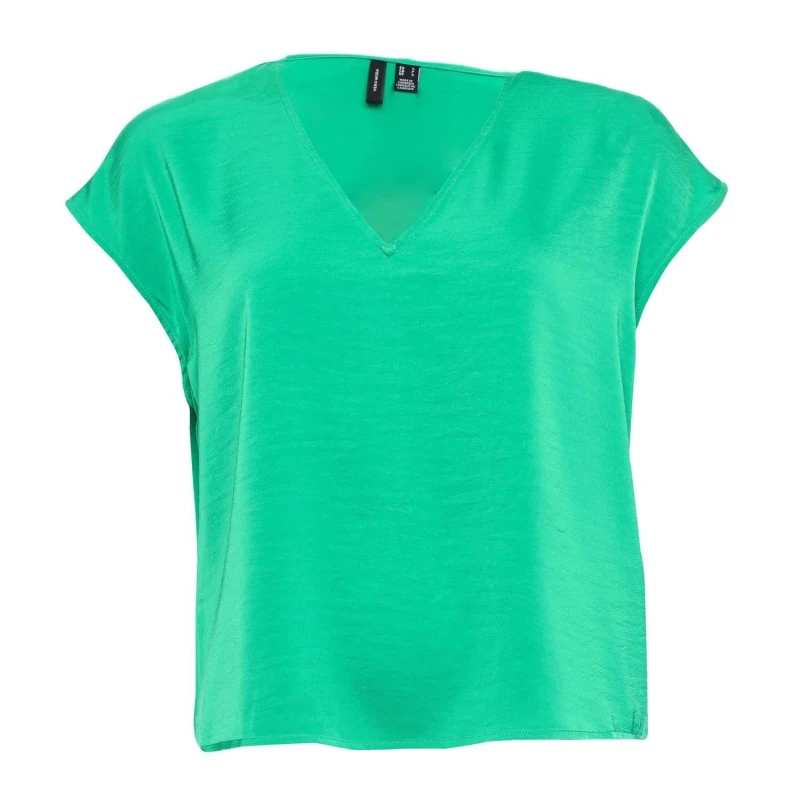 Image of Vero Moda Marys Dana Satin Top - Green Green 8