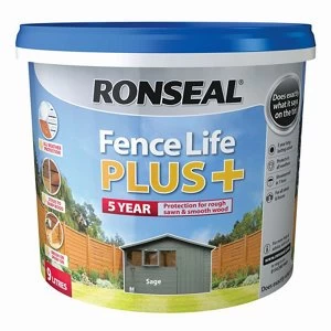 Image of Ronseal Fence life plus Sage Matt Fence & shed Wood treatment 9L