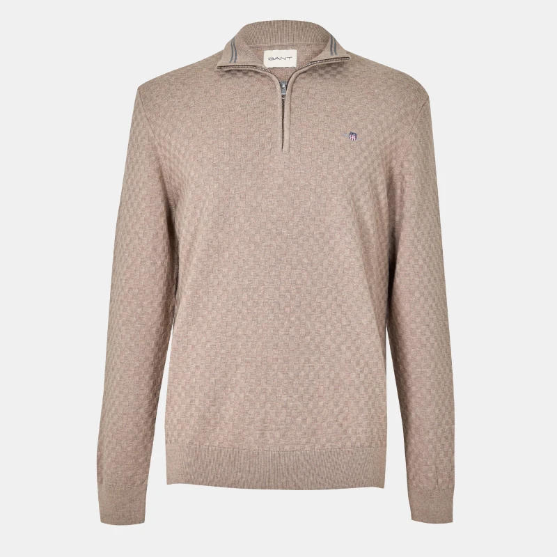 Image of Gant Shield 1/2 Zip Jumper Sand Melange male S
