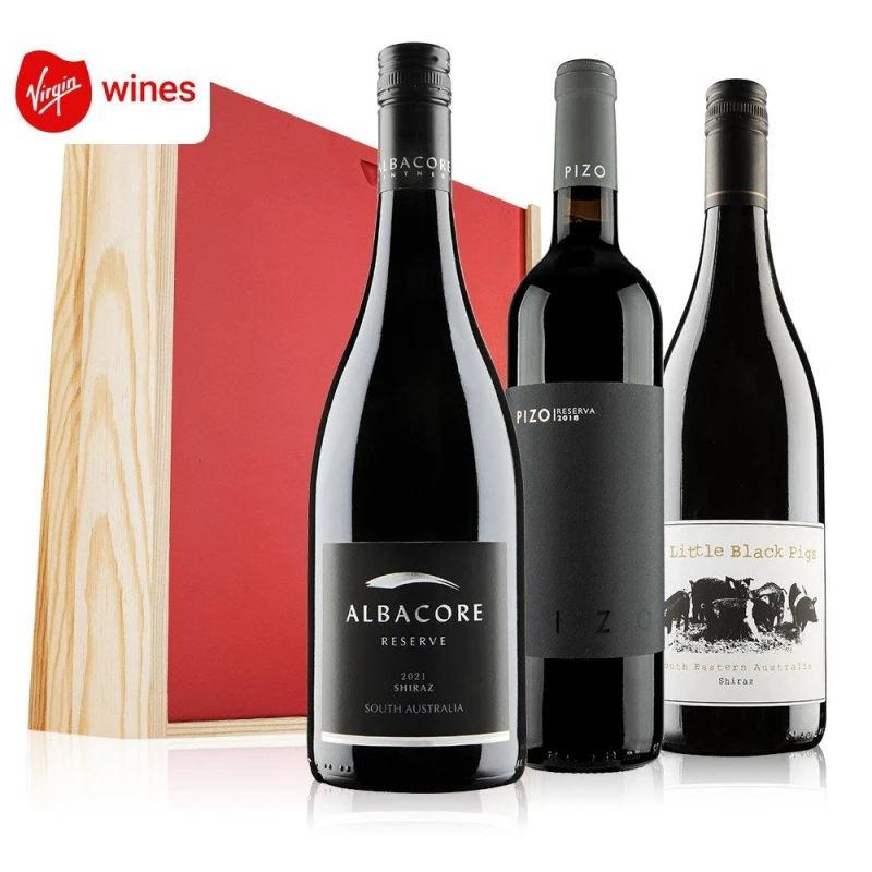 Image of Virgin Wines Red wine trio in wooden gift box Red unisex 3