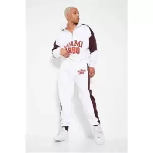 Image of I Saw It First White Mens Heavyweight Miami Embroidered Half Zip Fleeceback Sweatshirt - White