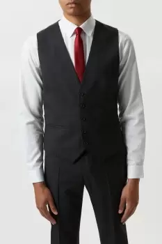 Image of Mens Slim Fit Plain Charcoal Wool Suit Waistcoat