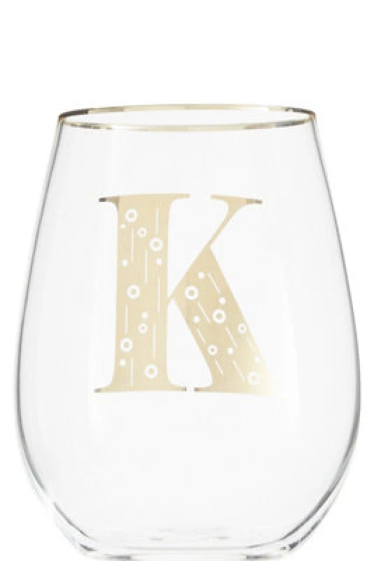Image of Premier Housewares Claro Letter K Stemless Wine Glass Clear