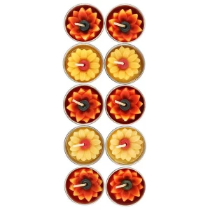 Image of Box of 10 Yellow and Orange Sunflower Candles