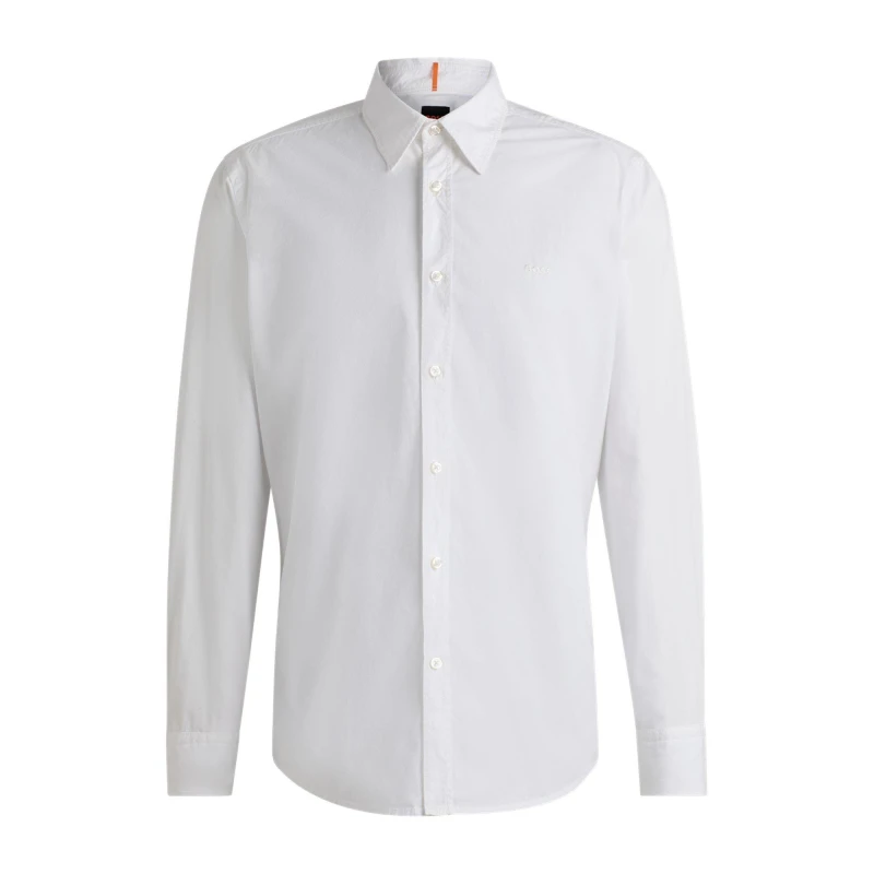 Image of Boss Mens Relegant 6 M Plain Long-Sleeve Shirt White 100 male S