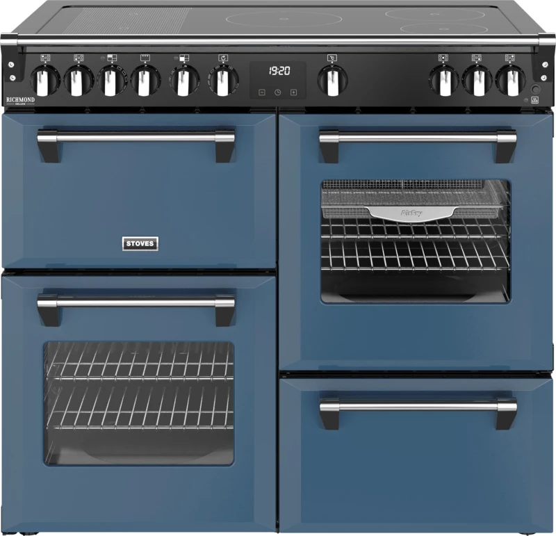 Image of Stoves Richmond Deluxe 100Ei 100cm wide Electric Range Cooker with Induction Hob - Twilight Blue - A Rated