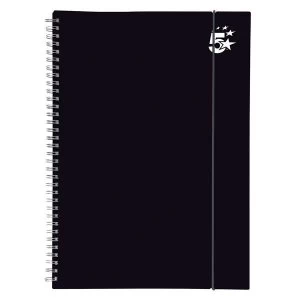 Image of 5 Star Notebook Wirebound Polypropylene Elasticated 80gsm A4 Black Pack 6