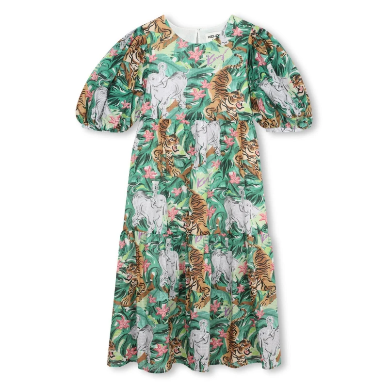 Image of Kenzo Kids Graphic Print Jumper Dress Forest Green female 14Y