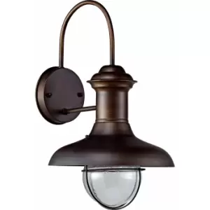 Image of Estoril 1 Light Outdoor Small Dome Wall Light Rust Brown, E27
