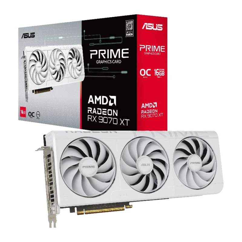 Image of Asus PRIME AMD Radeon RX 9070 XT White OC Edition 16GB GDDR6 Graphics Card - 90YV0L75-M0NA00
