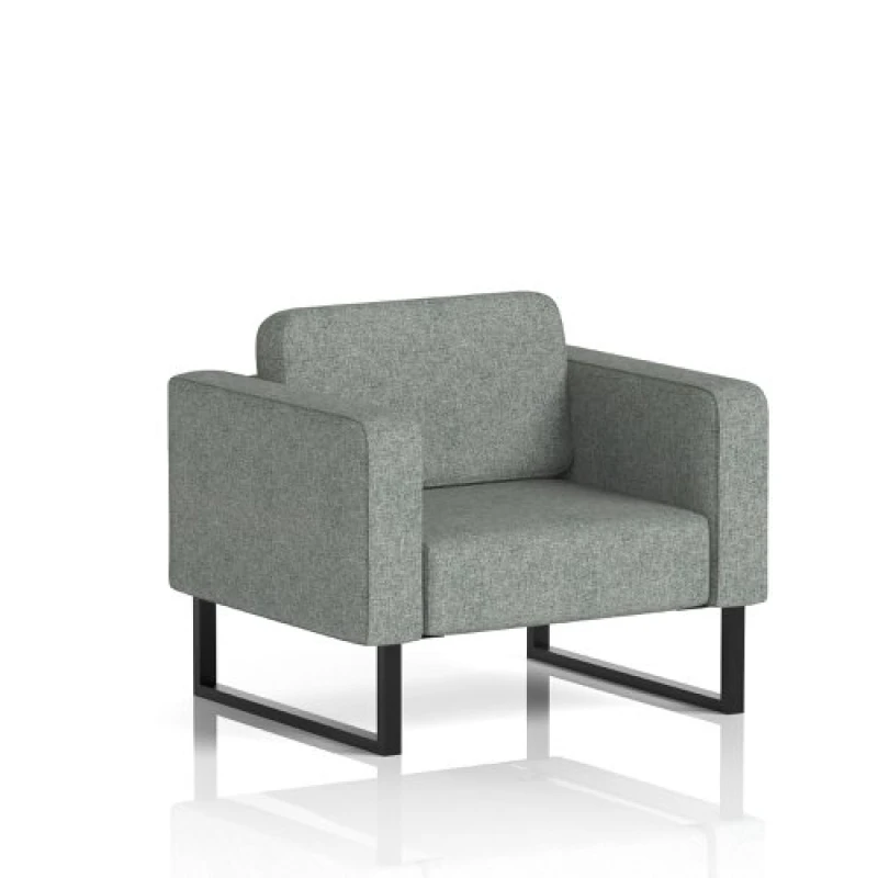 Image of Brixworth Office Armchair with Black Legs in Rivet Fabric - Prime