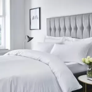 Image of Catherinelansfield - Catherine Lansfield Platinum Satin Stripe 300 Thread Count Fitted Sheet, White, Single