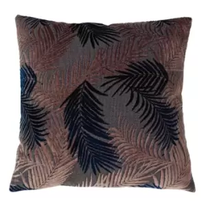 Image of Palm Grove Velvet Jacquard Cushion Blush/Navy