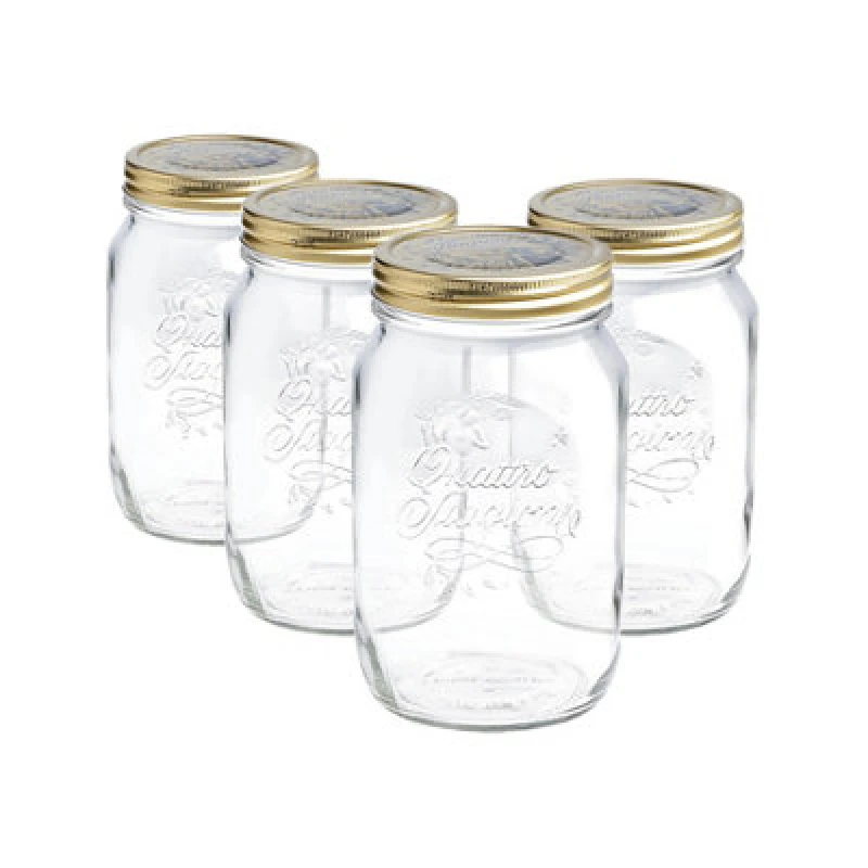Image of Bormioli Rocco Quattro Stagioni Glass Preserving Jars 1.5L Clear Pack of 4 Clear