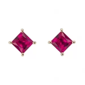 Image of Princess cut created ruby Earrings GE2446R