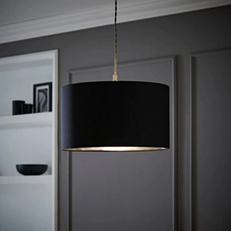Image of ValueLights ValueLights Reni Black with Metallic Chrome Inner Easy Fit Ceiling Lamp Shade Size: Medium Black Medium Unisex 5016529270706