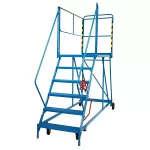 Image of Fort Service Platform 6 Tread Standard slope 54 angle Mesh Blue