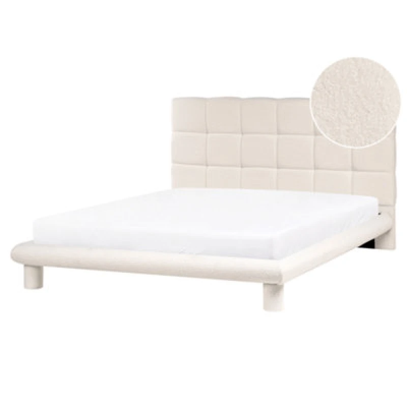 Image of Beliani Bed Boucle Cressat 160 X 200 Cm (Eu King Size) Off-White