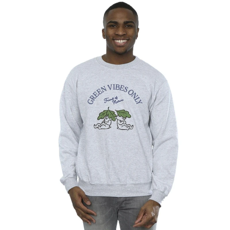 Image of Disney Men Chip 'n Dale Green Vibes Only Sweatshirt in Grey Size: Small Grey S Male 5063283651722