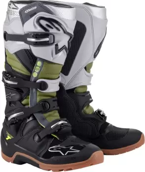 Image of Alpinestars Tech 7 Enduro Motorcycle Boots, black-silver, Size 42, black-silver, Size 42