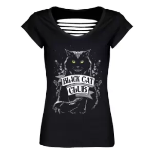Image of Grindstore Womens/Ladies Black Cat Club T-Shirt (L) (Black)