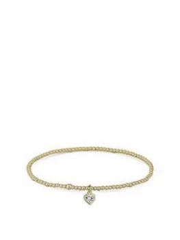 Image of Simply Silver 14Ct Gold Plated Sterling Silver Heart Stretch Bracelet