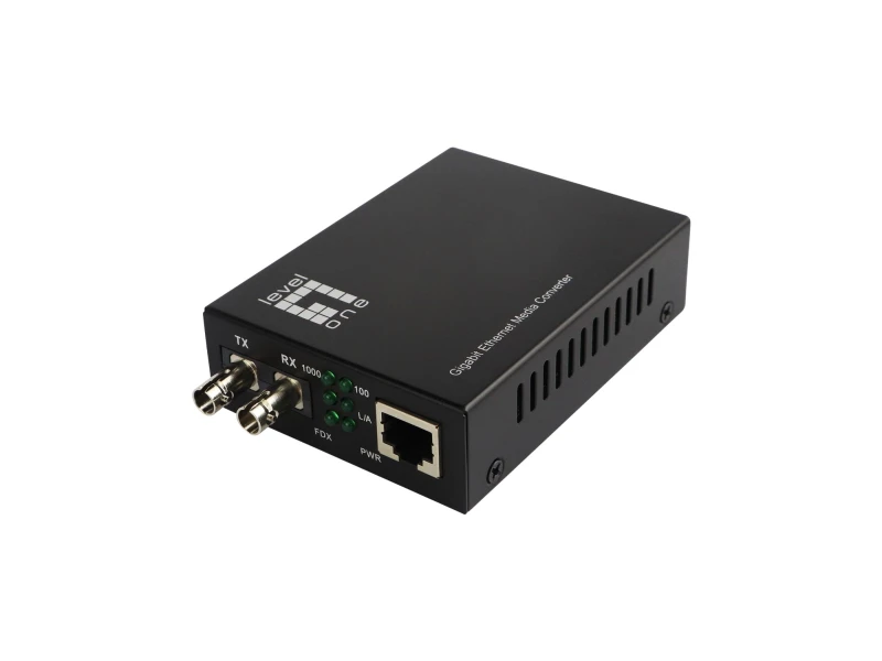Image of LevelOne RJ45 to ST Gigabit Media Converter. Single-Mode Fiber. 1310nm
