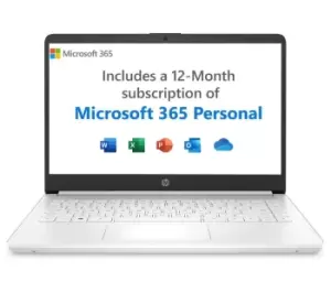 Image of HP 14s-dq0506sa 14" Laptop - Intel Celeron, 64GB eMMC, White