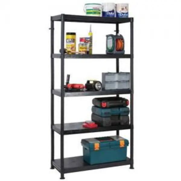 Image of ESE Direct Modular Black Plastic Shelving - 5 Solid Shelves - 1840 x 900 x 400mm (H x W x D) 371068 Garage Shelving