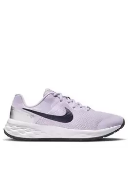 Image of Nike Revolution Junior Unisex Trainers - Khaki Green, Purple/Black, Size 4