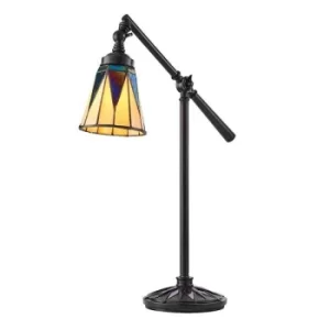 Image of Dark Star 1 Light Task Table Lamp Satin Black With Glass Inserts, Tiffany Style, E14