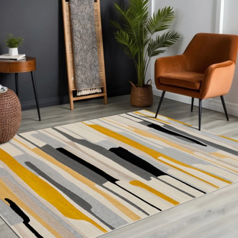 Image of Livabliss Scandi Modern Mustard/ivory Pukka Area Rug 200 X 275cm - Easy Care, Non Shedding, Ideal For Living Room & Bedroom