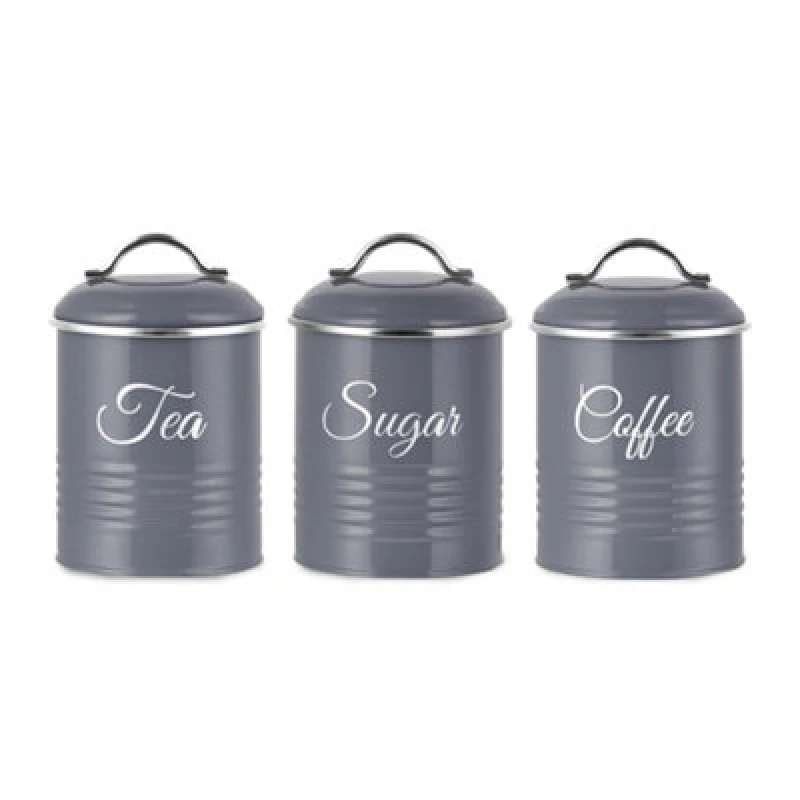 Image of Innoteck Essentials Tea, Coffee, Sugar Set Of 3 Canister In High Gloss Grey