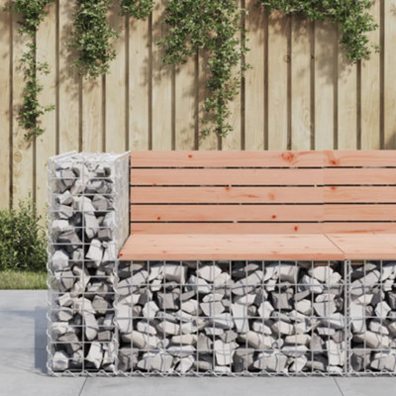 Image of vidaXL Garden Bench Gabion Design 92x71x65.5cm Solid Wood Douglas, Brown 834381