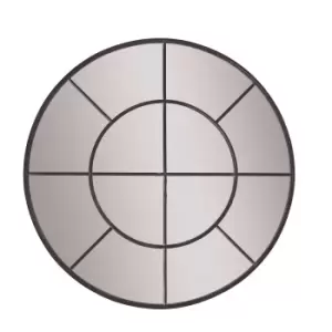 Image of Large Round Metal Window Mirror In Black