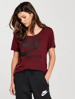 Image of Nike Sportswear Logo Tee Red Size M Women