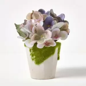 Image of Purple Artificial Hydrangeas in Pot - Multi - Multi - Multi - Homescapes