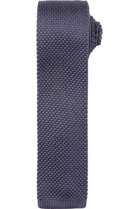 Image of Premier Premier Slim Knitted Tie in Dark Grey Dark Grey One Size Unisex 5063425961443