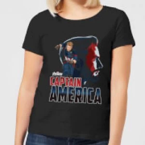Image of Avengers Captain America Womens T-Shirt - Black - 3XL