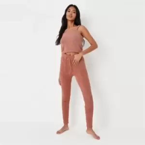 Image of Missguided Recycled Popcorn Jogger Co Ord - Brown
