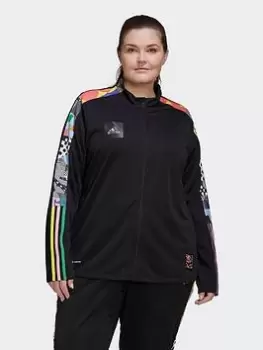 Image of adidas Tiro Pride Track Top (plus Size), Black/Multi, Size 1X, Women