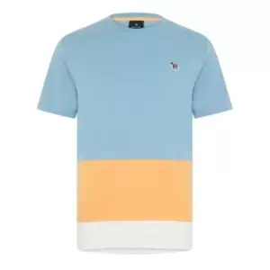 Image of PS PAUL SMITH Colourblock Zebra Logo T-Shirt - Blue