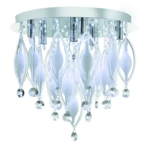 Image of Spindle LED 6 Light Flush Ceiling Light Chrome and Glass with Remote, G9