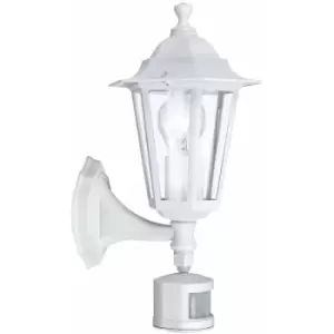 Image of IP44 Outdoor Wall Light & pir Sensor White Aluminium Lantern 1x 60W E27 Bulb