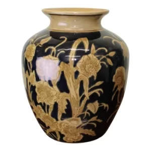 Image of Ceramic Embossed Vase, Regal Design 25cm