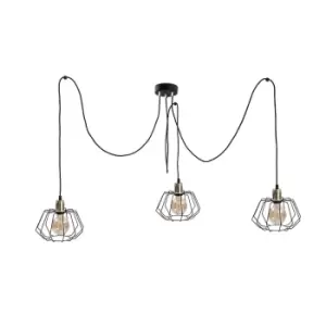 Image of Luna Cluster Pendant Ceiling Light Gold, 3x E27