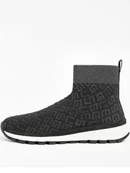 Image of Guess Logo Sock Boot, Black, Size 41, Women