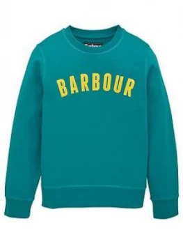 Image of Barbour Boys Logo Crew Sweatshirt - Green